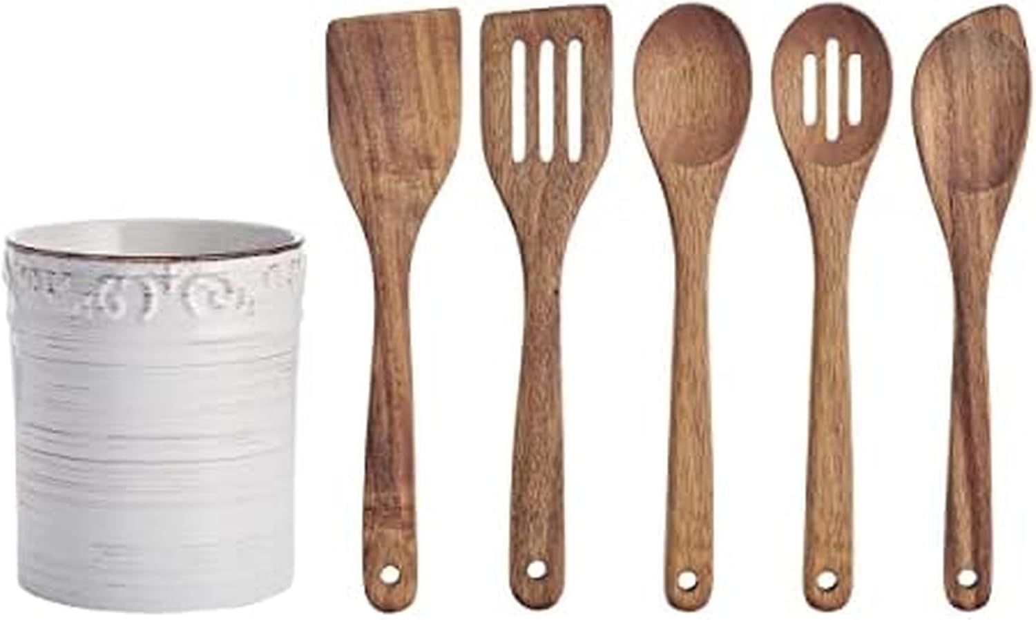 Pfaltzgraff Trellis Utensil Crock, 7x6 inch, White