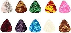 10 Palhetas de Guitarra e Ukulele de Celuloide Multicoloridas de 0,46 mm