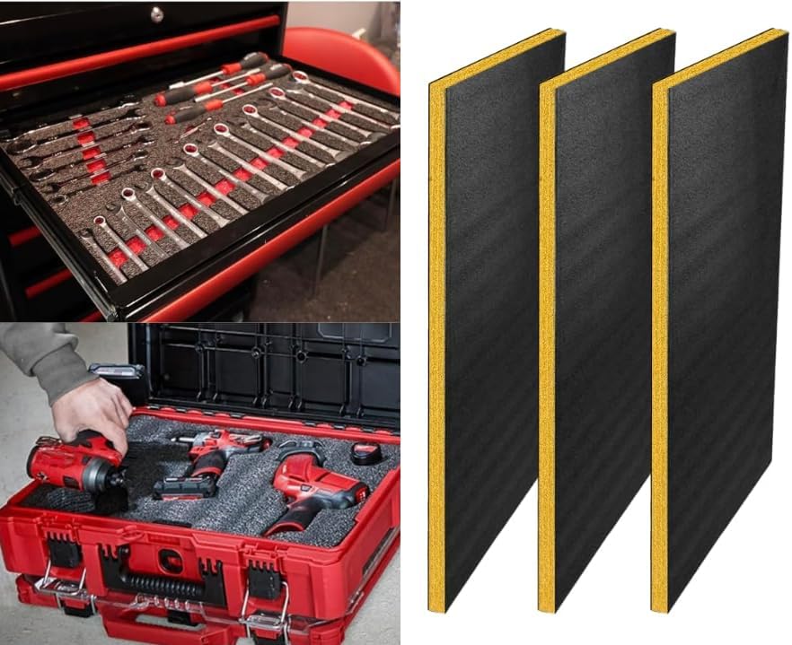 Customizable Tool Box Organizer Foam | 24"x48" 3 Sheets | Tool Drawer Organizer | Blue, 1-3/16" (30mm)