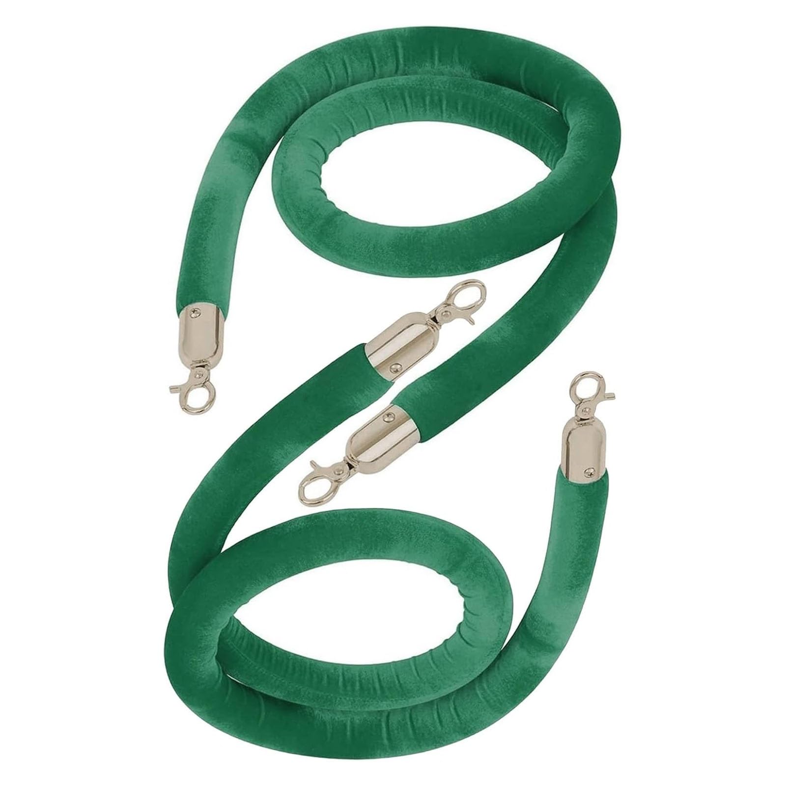Barrier Rope, Velvet Crowd Control Rope with Clasps, for Queue Divider(Green,7ft/215cm)