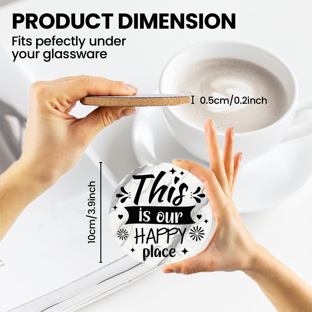 ANATTASOUL 9Pcs Bendiciones para el hogar Posavasos de Madera Reutilizables Redondos para Café Bar Cocina
