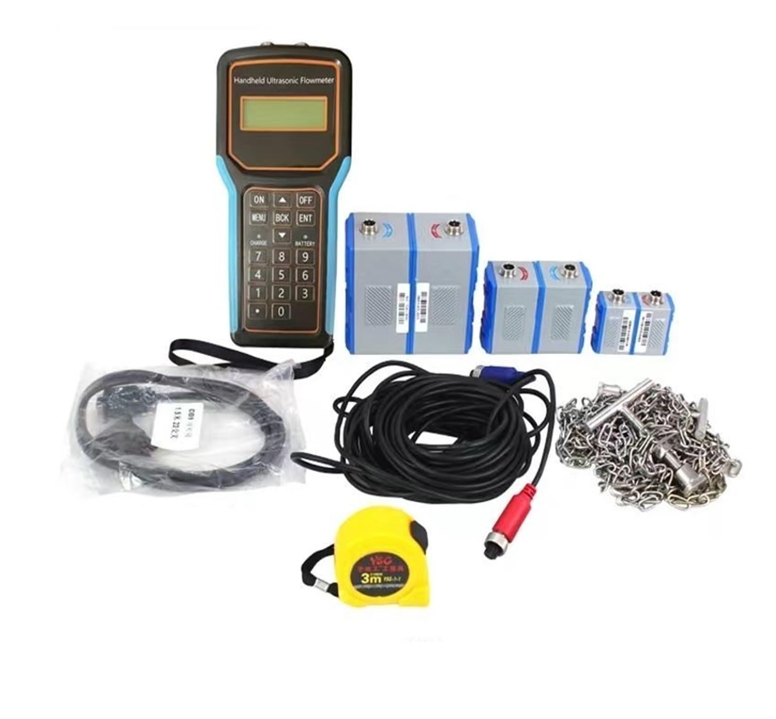 Medidor de flujo de agua, Medidor de flujo ultrasónico portátil, medidor líquido pasta clip externo alta temperatura con sensor abrazadera(L probe DN300-6000)