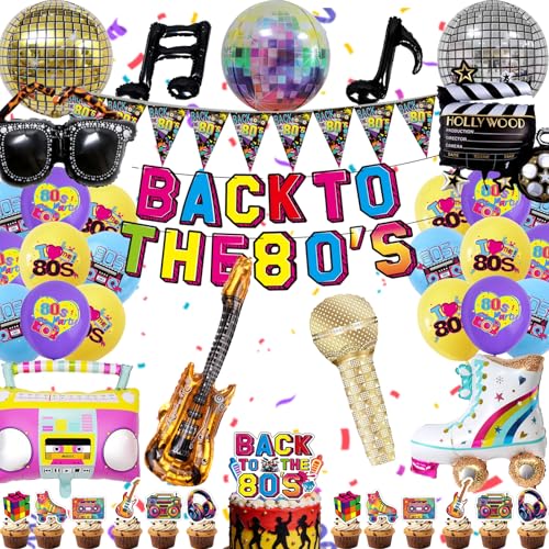 Discos Années 80 PartySet Déco, Discothèque Rétro Décoration Thème, Fête Discos Hommes et Femmes, Déco Rock Thème Ballon Disco, deco Disco Party,...