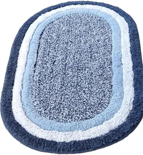 Image of My Home Cotton Door Bath Mat Super Soft Non Slip Mats for Bathroom, Door,Large, Pack of 2 (Blue)