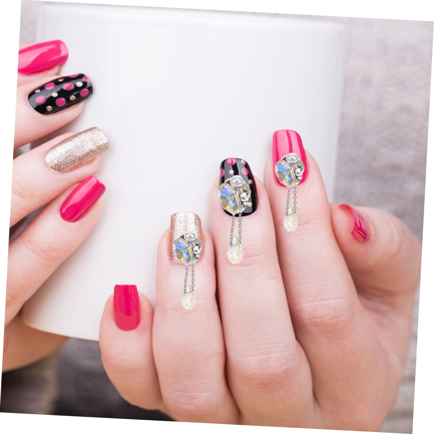 VICASKY 5 juegos de joyas de uñas colgantes y encantos diamantes de imitación pulido arte para manicura UV DIY Nail Art DIY accesorios colgantes decoraciones de uñas cristal cristal 5 piezas * 5