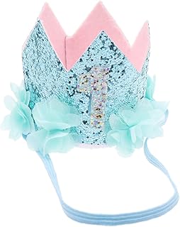 ibasenice Flower Headpiece Sequin Headband Hats for Kids 1st Birthday Headband One Year Old Birthday First Birthday Crown Party Hats Birthday Crown Baby Crown Hat Headgear Elastic Sequins