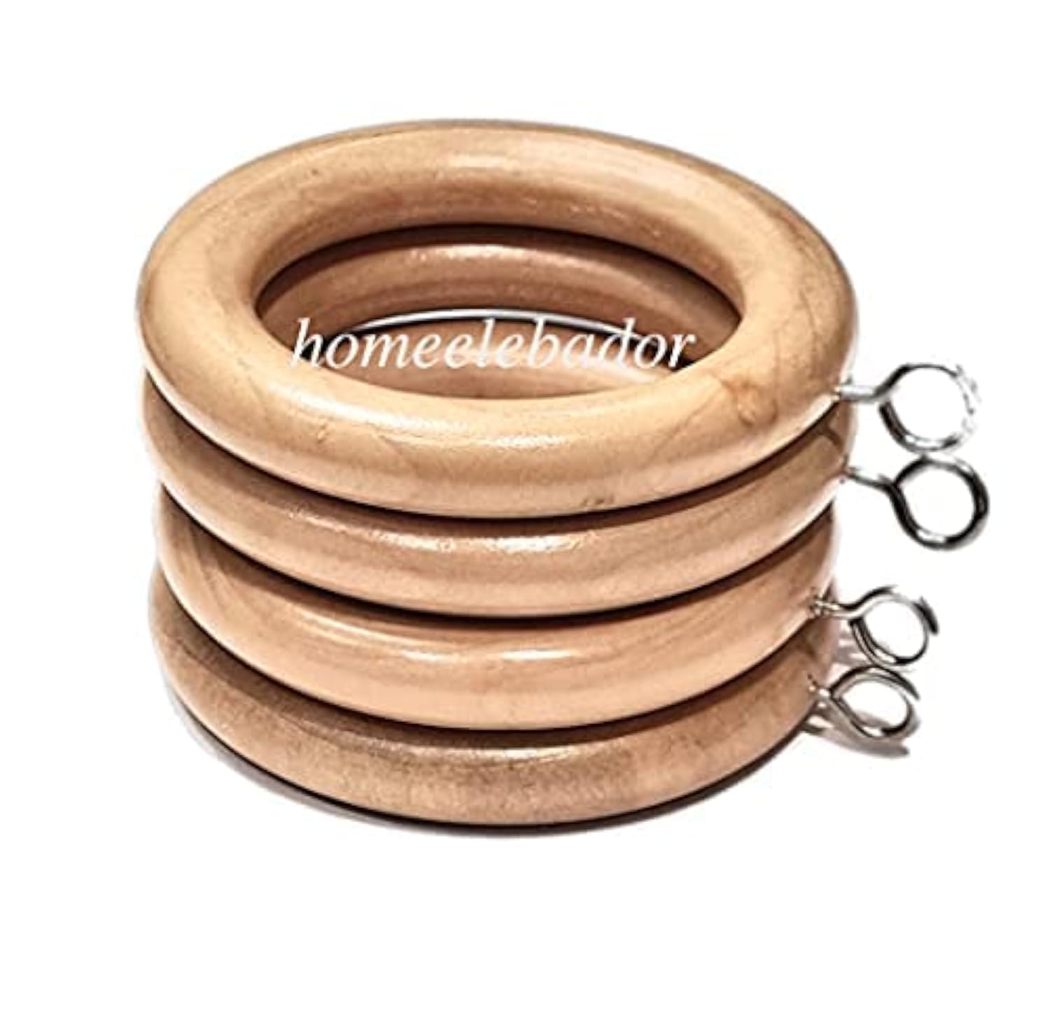 Homeelabador Natural Wood Homeelabador®38Mm Wooden Curtain Hook Rings With Eyes Colour Coated (, 18)