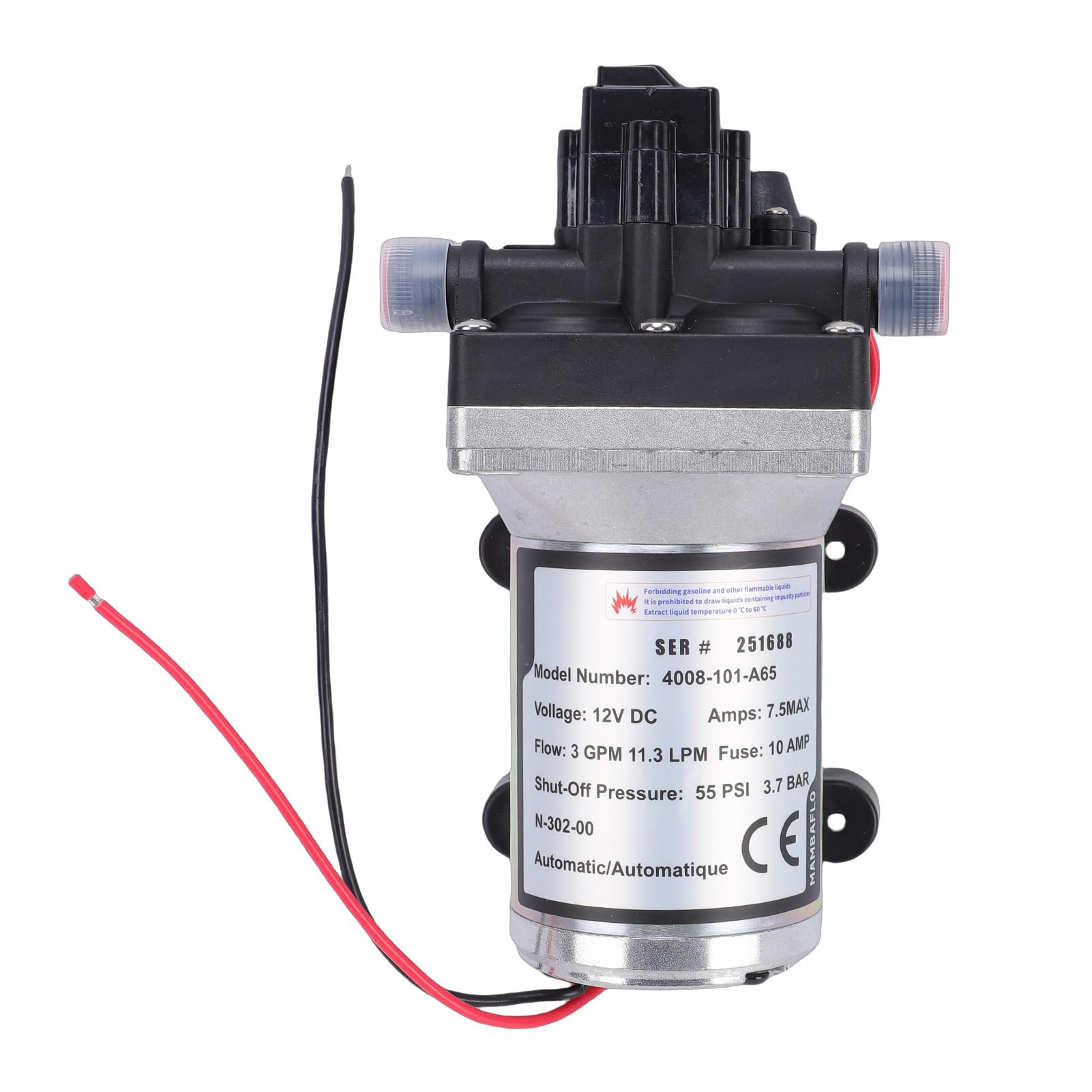 Jiawu Bomba de Agua Silenciosa para Vehículos Recreativos de 3,0 GPM para Vehículos de Acampada | Bomba de Agua Marina Autocebante de 12 V para Remolques | Metal Plata
