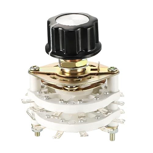 Miniatura 1 de Rebower Interruptor giratorio de banda 4P5T 4 polos 5 posiciones, 2 cubiertas seleccionables para radio, TV, unidad de control de máquina industrial