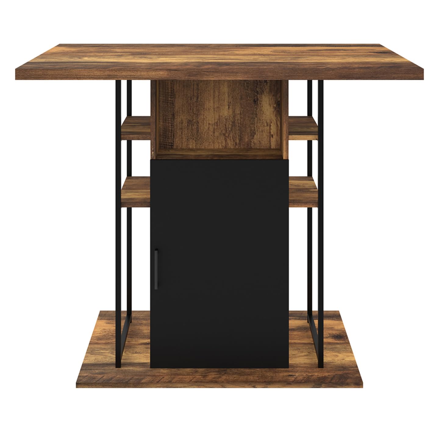 IDMarket - Ilot Central UGO 110 cm Bois Noir et Effet Bois foncé Hawkins avec rangements Design Industriel