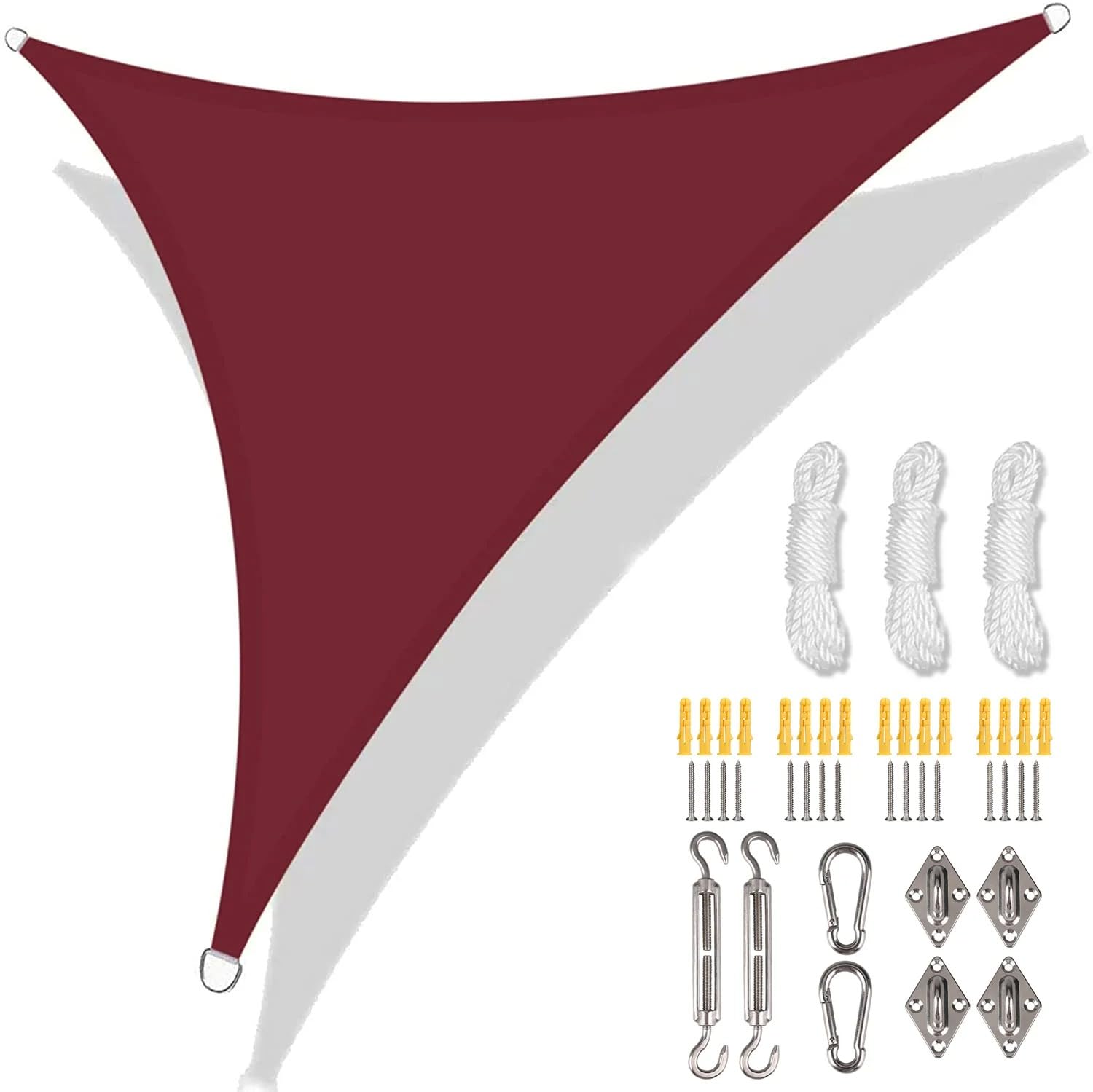 Voile d'ombrage triangulaire contre la chaleur et la pluie sur une terrasse ou un balcon