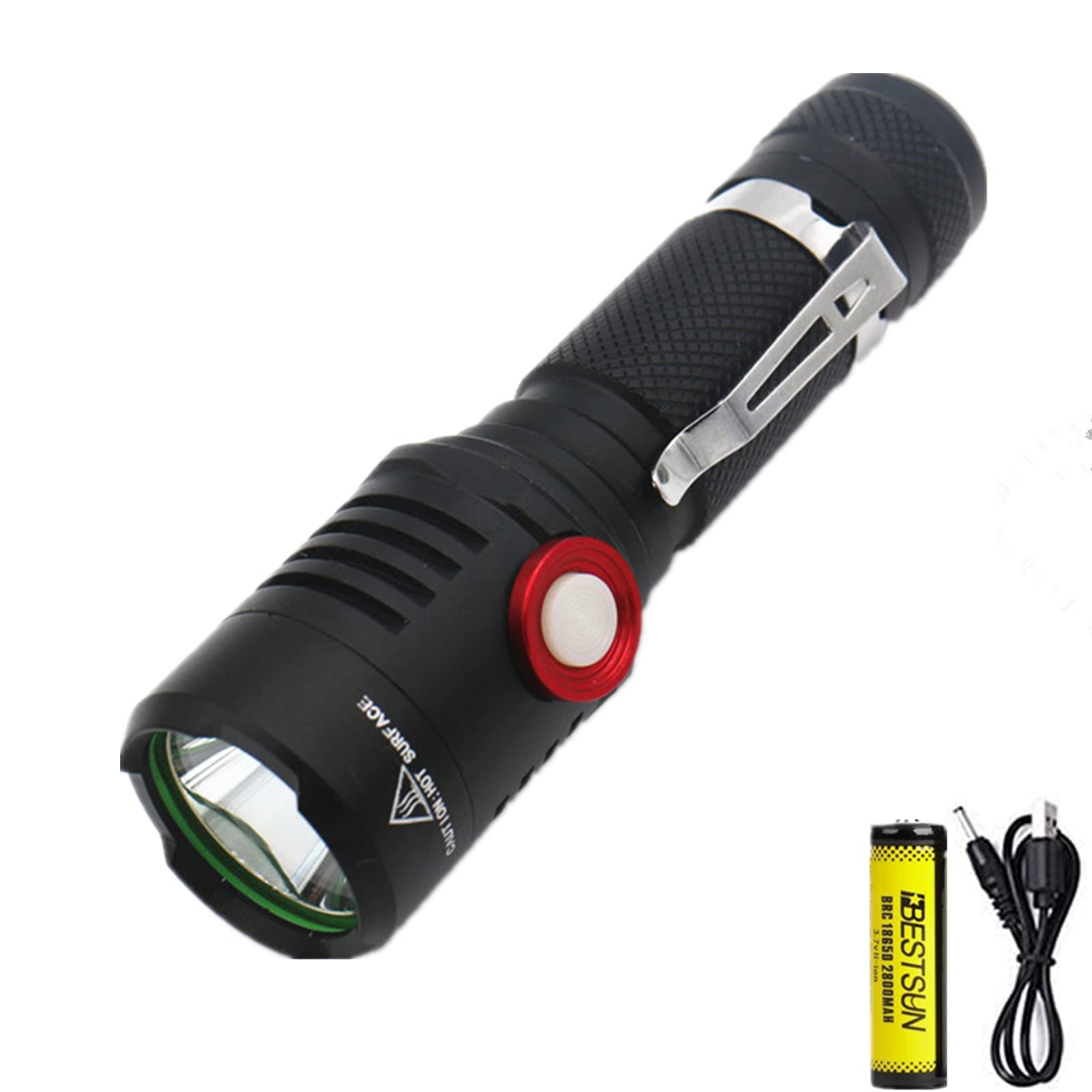 BESTSUN 60000 Lumens LED Torch, High Power Rechargeable LED Flashlight, Tactical Handheld Flashlights with 5 Modes, Waterproof Adjustable Torch Lamp for Hiking, Camping, Fishing, Daily Use