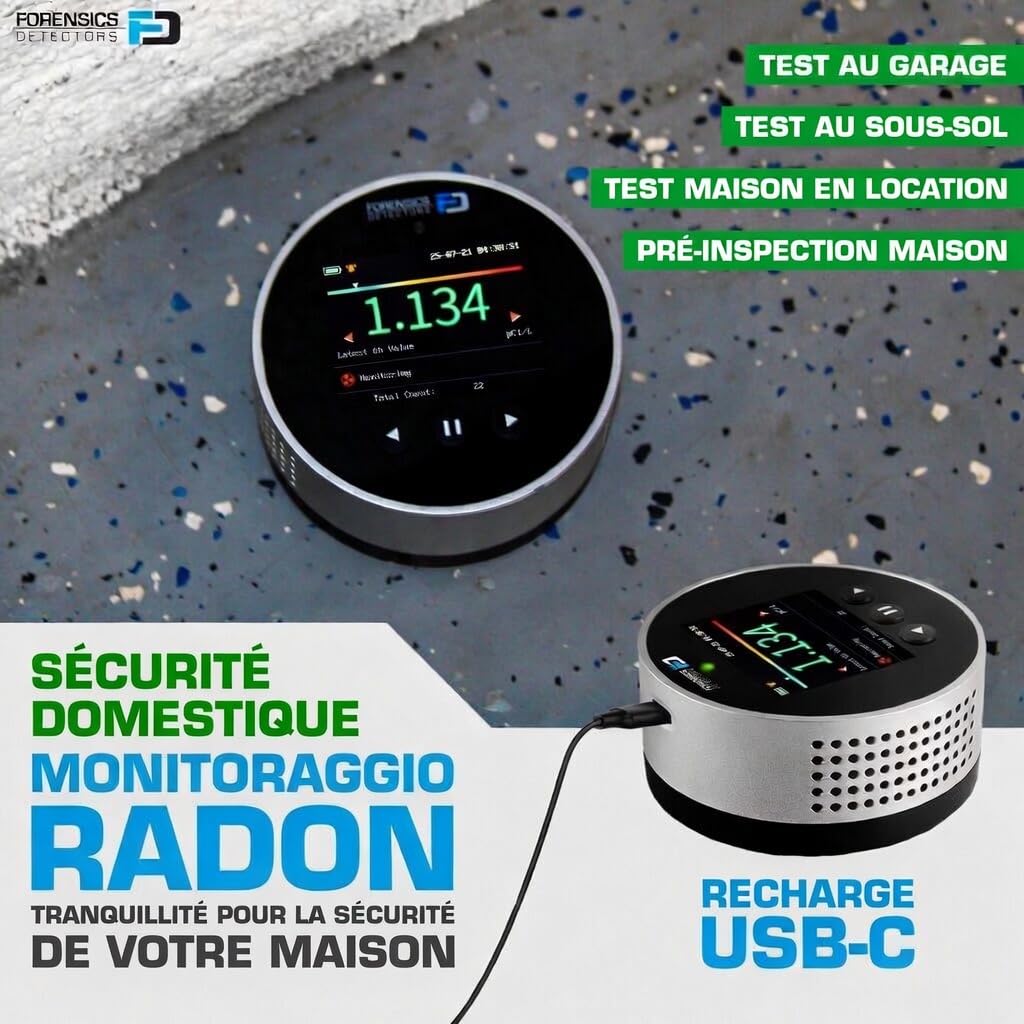 Détecteur De Radon Forensics | pour Locataires Et Propriétaires | Durée De Vie du Capteur 20 Ans
