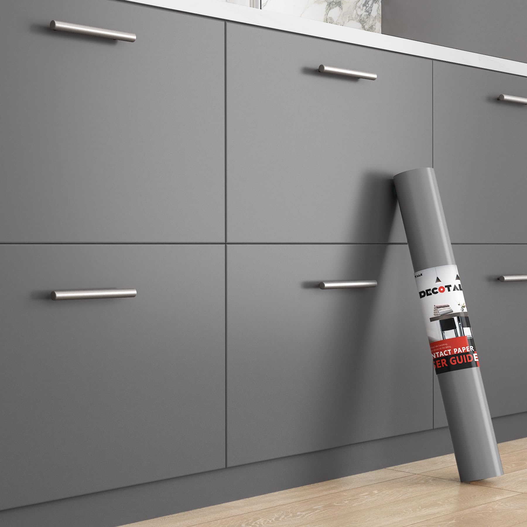 Decotalk 17.7"x200" Grey Peel and Stick Wallpaper Grey Contact Paper Grey Wallpaper for Walls Removable Wallpaper Matte Grey Contact Paper for Cabinets Shelves Decorative Solid Grey Wall Paper Vinyl