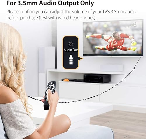 Miniatura 4 de Avantree HF027 - Auriculares de cable largo para TV y PC, cable de extensión de 18 pies con micrófono y cable de bobina de resorte extralargo,