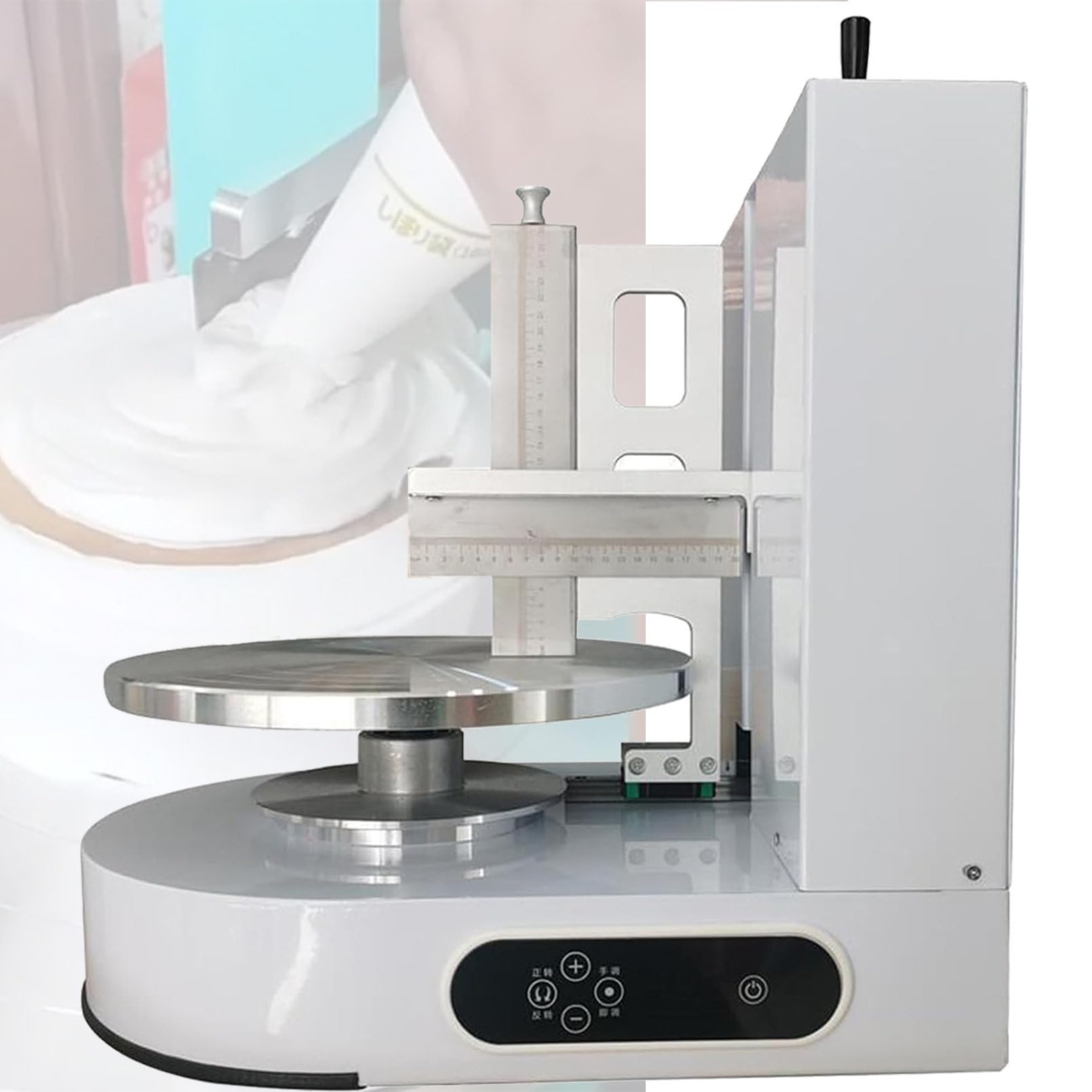 Lisseur Automatique De GâTeau, Machine Automatique De DéCoration De RevêTement Lisse De CrèMe De GâTeau d'anniversaire, Facile à Nettoyer, pour GâTeau De 4 à 12 Pouces,White
