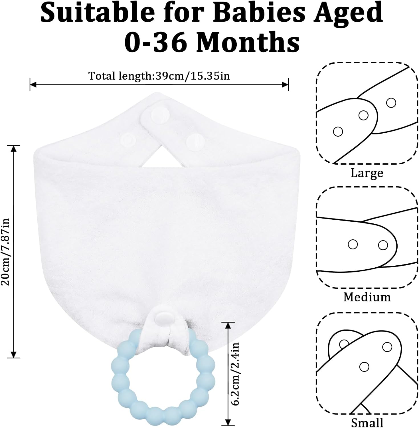 Baby Bandana Bibs & Teethers 6-Pack, 100% Organic Cotton, Absorbent & Soft, Unisex for Daily Use & Teething Relief. - Image 3