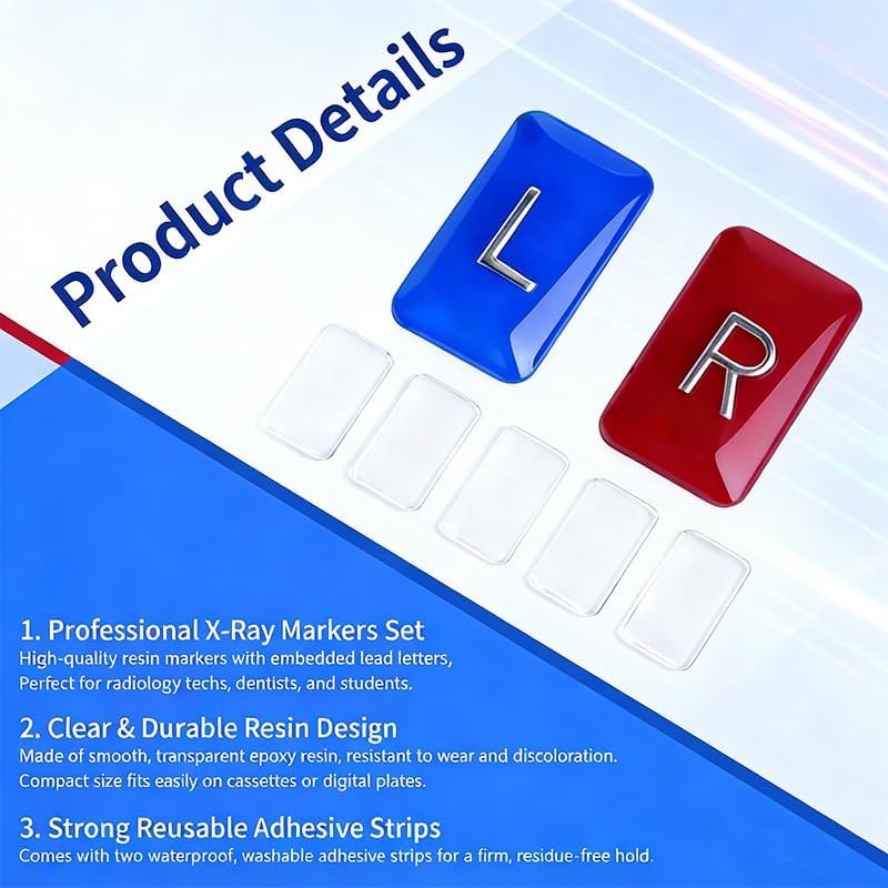 2Pcs Xray Markers with Lead Initials,Clear Epoxy Resin X-Ray Markers