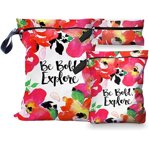 S'WET by GLEENER | Wet/Dry Travel Laundry Bag | Waterproof Tote for Sweater Gym Gear, Swimsuits and Towels, Cloth Diapers or Baby Clothes, toiletries & Electronics | Bundle of 3 (Be Bold) Cover