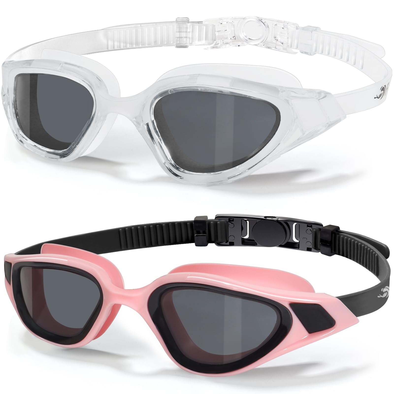 Freela Polarisierte Unisex-Schwimmbrille für Erwachsene, UV400-Schutz, Anti-Beschlag, 180° breite klare Sicht, für Männer, Frauen, Jugendliche, 2 Stück