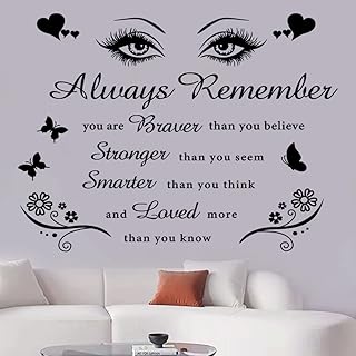 Vinyl Wall Stickers Wall Decal Motivation Lettering Saying Wall Art Always Remember You are Braver Removable Vinyl Wall Sticker Inspirational Quotes Wall Decals for School Classroom Office Home Living Bedroom Home Decor.