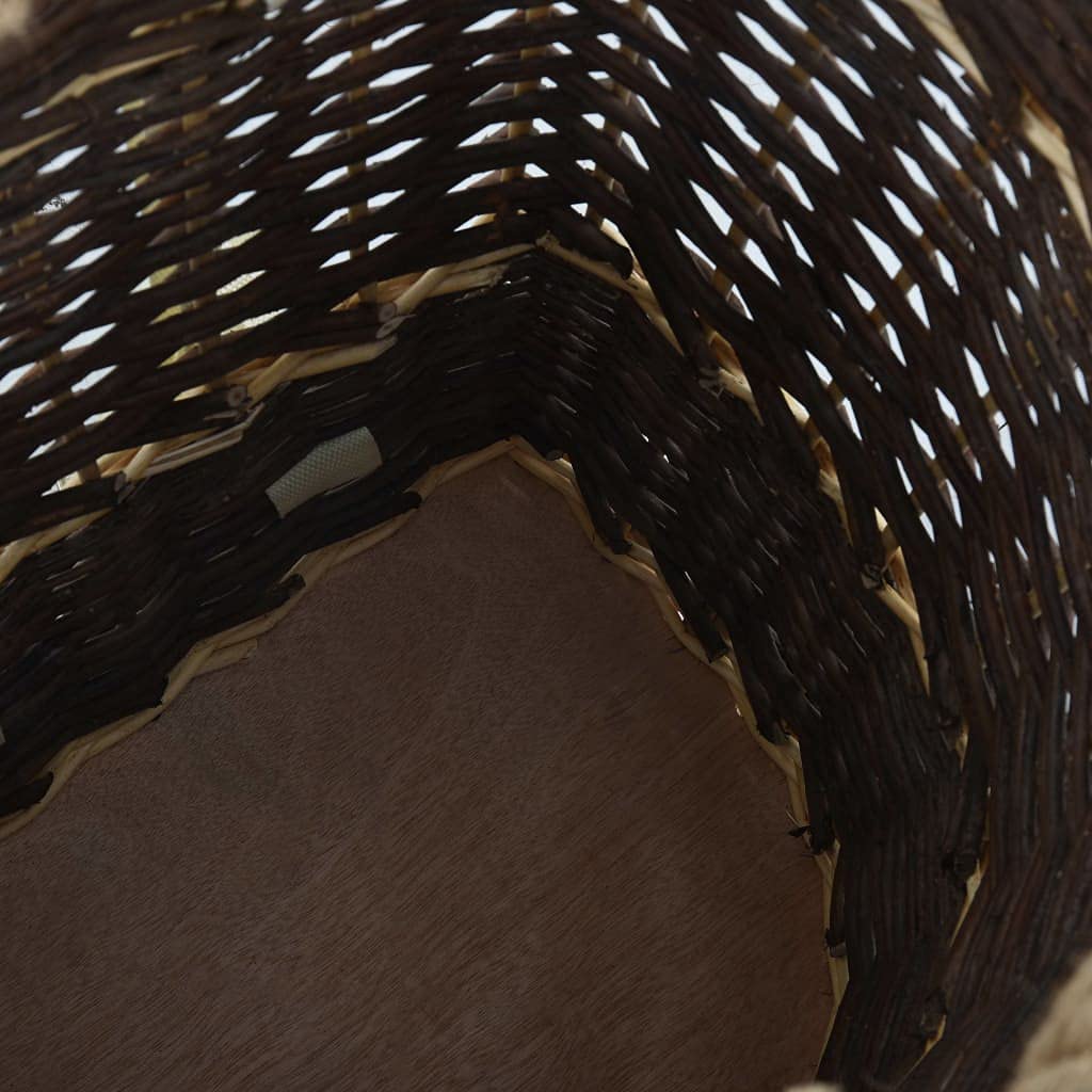 Cesto Porta Legna in Salice Naturale Marrone con Maniglie e Spallacci Regolabili, Cesto Multiuso per Legna da Ardere, Trasporto Facile e Design Rustico, Dimensioni 44.5x37x50