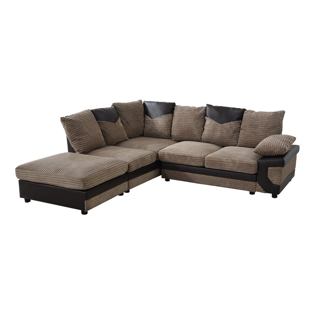 Buy Panana 4 Seater Jumbo Cord Fabric and Faux Leather Sofa L Shaped