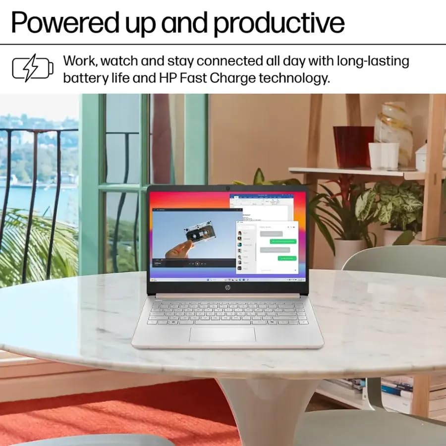Image of HP 14 Inch Laptop, 2025 New Student Business Laptop, Intel N150(Beats N4120), 16GB RAM, 384GB Storage(128GB UFS+256GB MSD), Copilot AI, Wi-Fi 6, Windows 11 Pro, 1-Year Office 365, Rose Gold