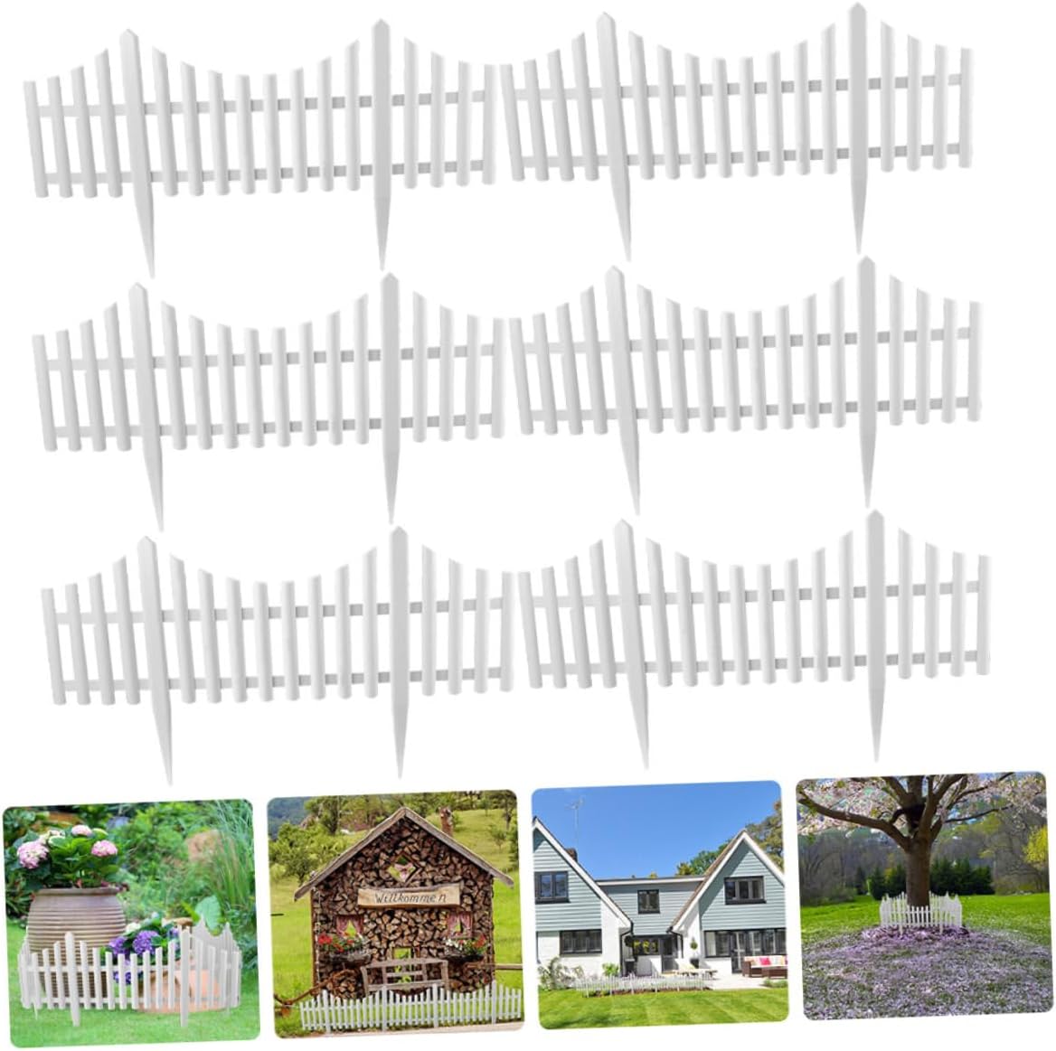 VANZACK Flower Garden Fence Roll Decorative Fences 6pcs Plastic Easy to Assemble