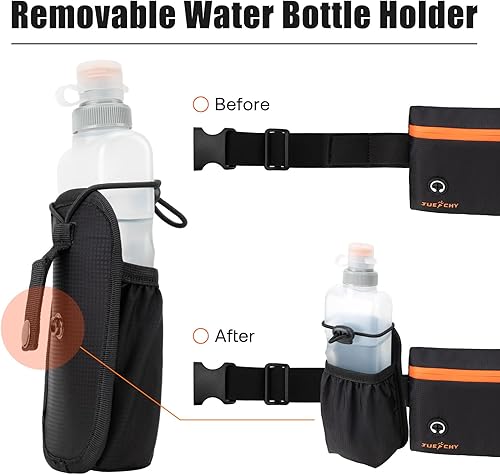 Miniatura 2 de Cinturón para correr con soporte para botella de agua bolsa desmontable para botellas, cinturón delgado para correr, gran capacidad, sin rebote para