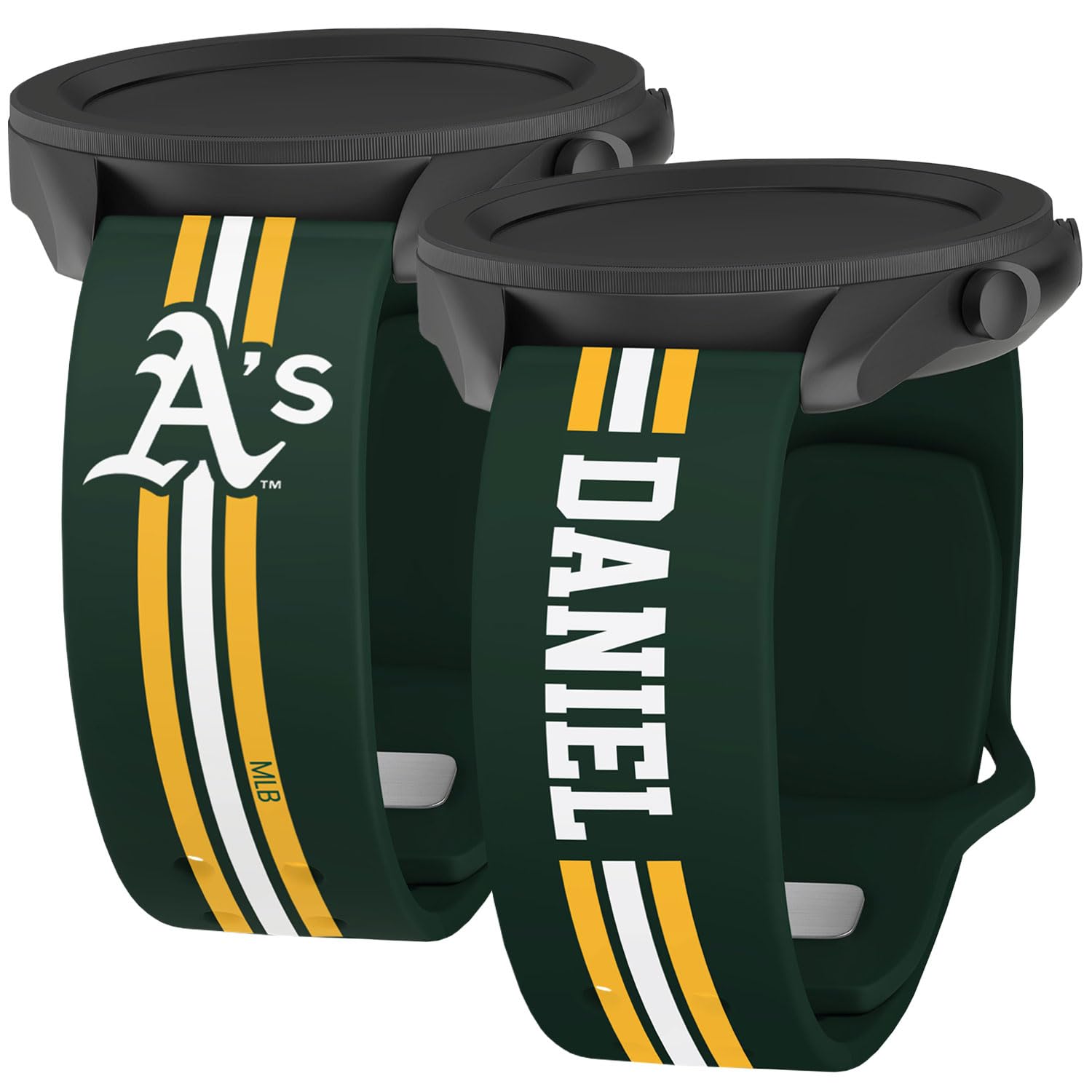 Game Time Oakland Athletics Custom Name Stripes HD Watch Band Compatible with Samsung Galaxy Watch (20mm Short)