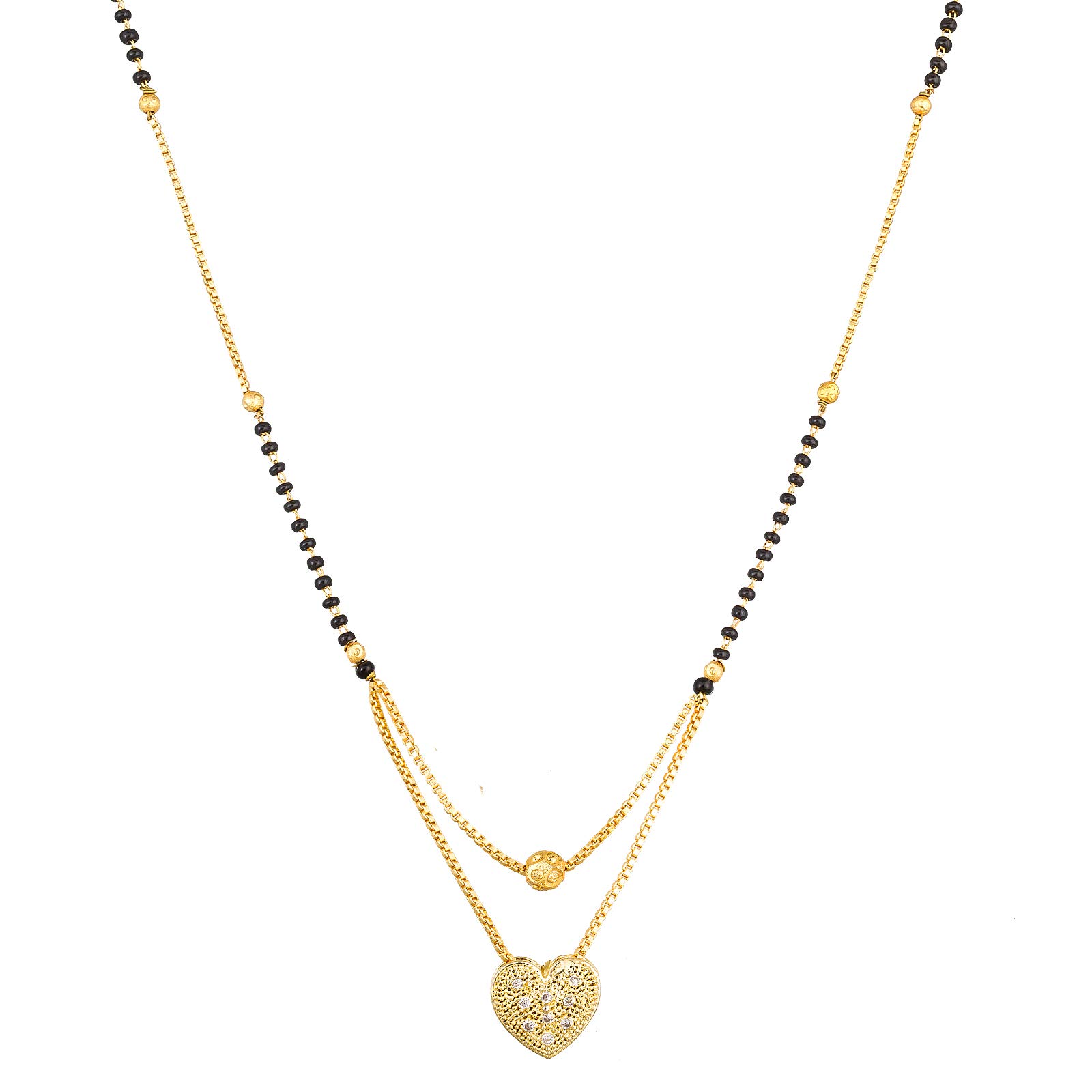 The Luxor Fashion Jewellery Traditional Gold Plated American Diamond Heart Shape Mangalsutra for Women(Gold) (B07YDMQSG9) Amazon Price History, Amazon Price Tracker