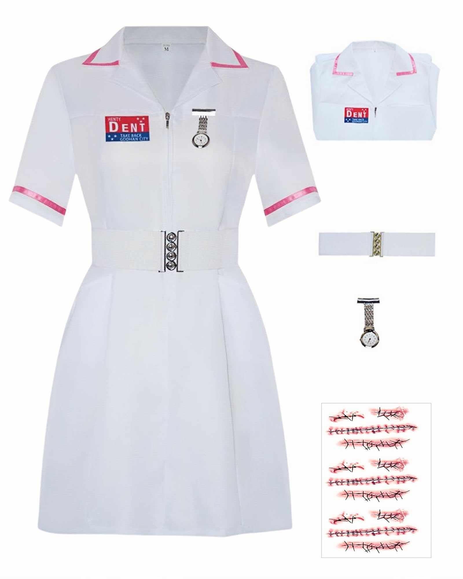 GenericJoker Nurse Costume for Men, Heath Ledger Joker Costume Cosplay, White Nurse Dress Uniform with Prop for Halloween