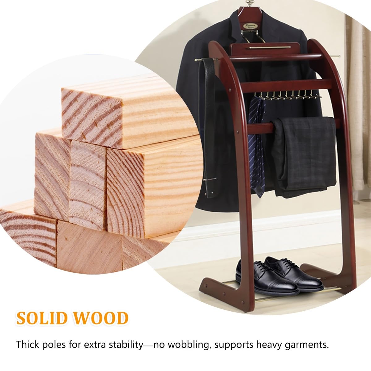 Ele Accessory Sto Solut - Servomuto da uomo con fermacravatte e Hoo, autoportante con barra per pantaloni, ideale per casa, ufficio, hotel e club di lusso