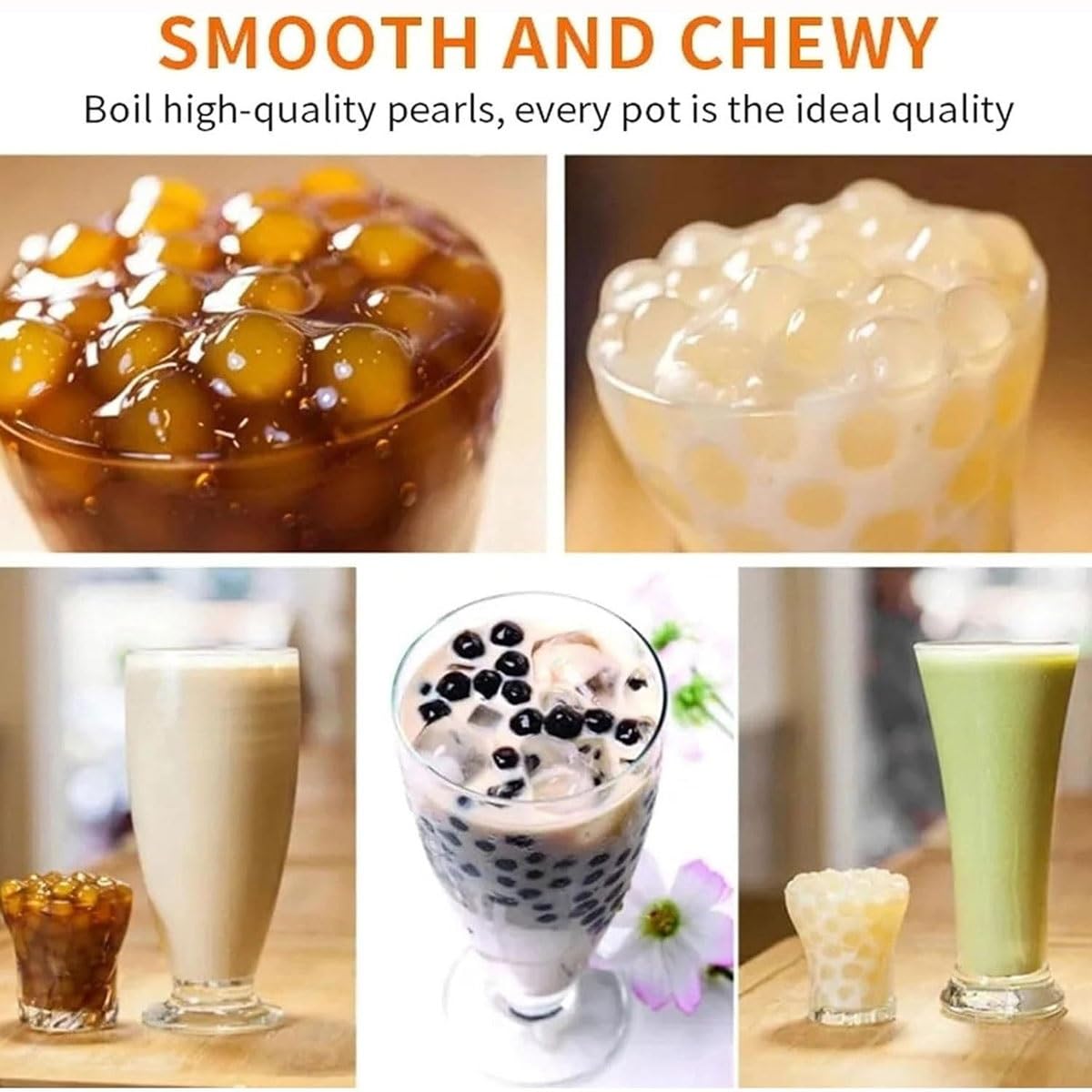 Machine à thé au lait Bubble Boba, machine commerciale de cuisson de perles de tapioca 5 L, chauffe-aliments en pot de perles, chauffage rapide 900 W, panneau de contrôle de température intelligent