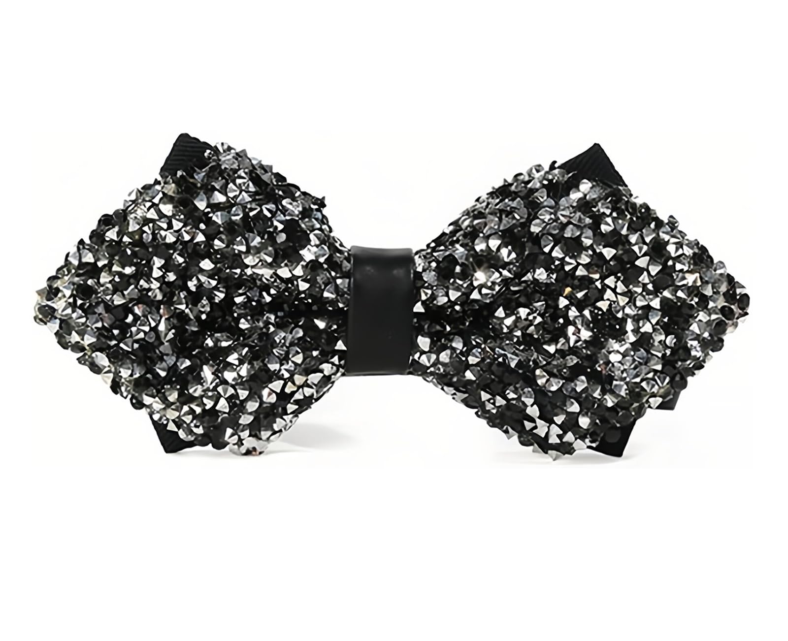 Tupandy Men's Glitter Black Rhinestone Black Rhinestone Bow Ties For Pre Tied Full Crystal Bowtie, Adjustable Sparkling Formal Bow Ties For Wedding Party Banquet