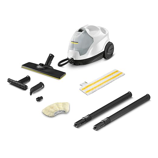 Kärcher stoomreiniger SC 4 EasyFix, stoomdruk 3,5 bar, opwarmtijd 4 min., vermogen 2.000 W, oppervlakteprestatie: 100 m², 2-tanksysteem, met EasyFix vloerreinigingsset, sproeiers en afdekkingen