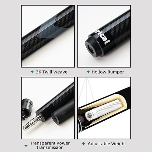 Miniatura 5 de CRICAL Taco de piscina de fibra de carbono y taco de salto pesado (marca de 58 pulgadas con junta de 38 x 8 pines y punta de 0.492 in con punta de