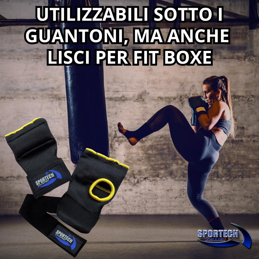 Fasce Sotto Guantoni Boxe Imbottite, Polsini Palestra per Bendaggi e Protezione Mani Ideali per Sottoguanti Pugilato, Guanti FitBoxe, Allenamento Kickboxing, Muay Thai, MMA