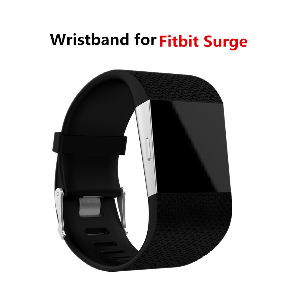 Muovrto Replacement Strap for Fitbit Surge Silicone Watch Strap Sport Watch, Black, Large - Image 4
