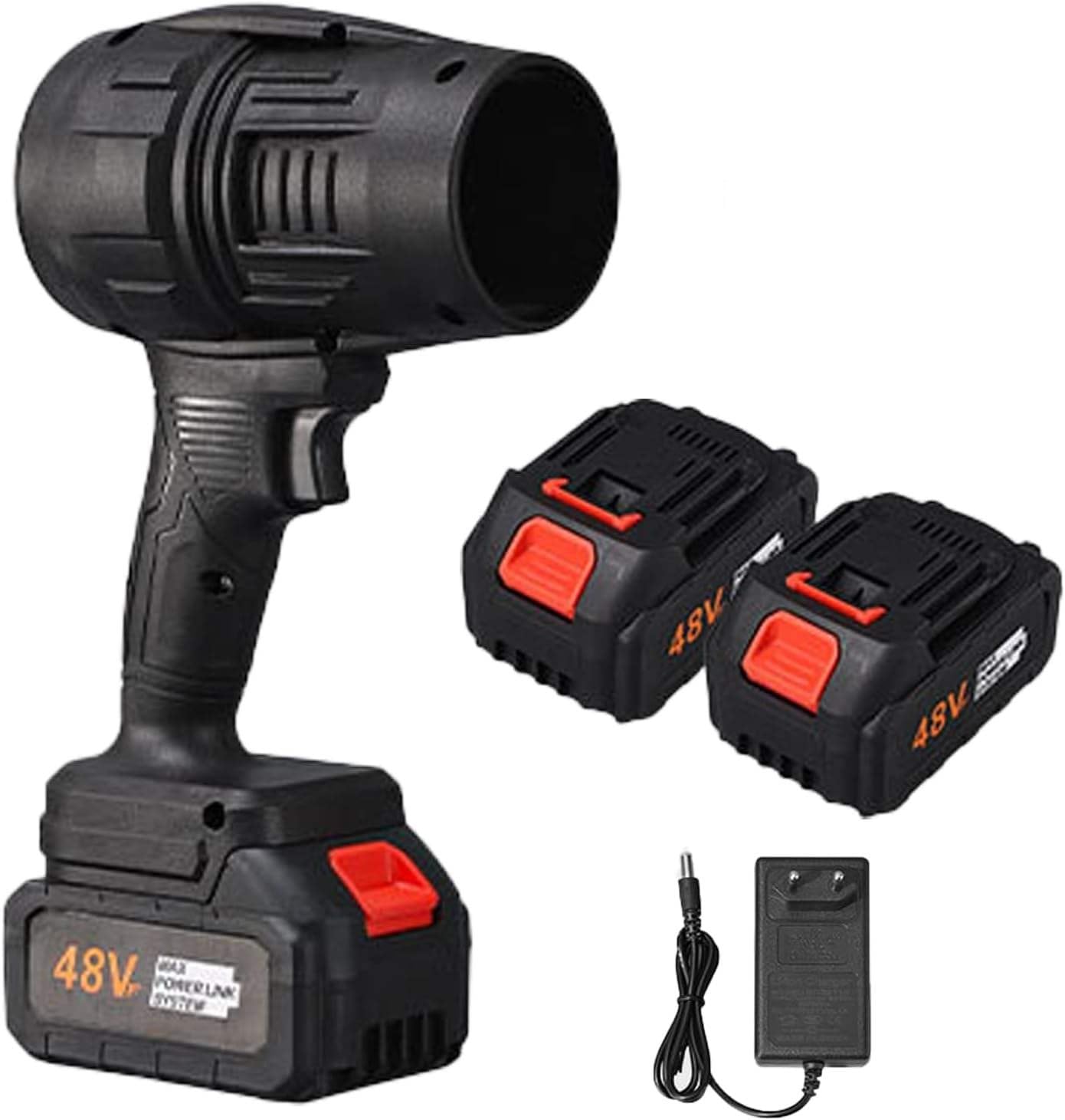 Handheld Electric Cordless Air Blower, 48V Variable Speed, Wireless Turbofan, High Power Lithium Battery Blower Cordless Turbo Jet Violent Turbofan Blower (Double Battery)