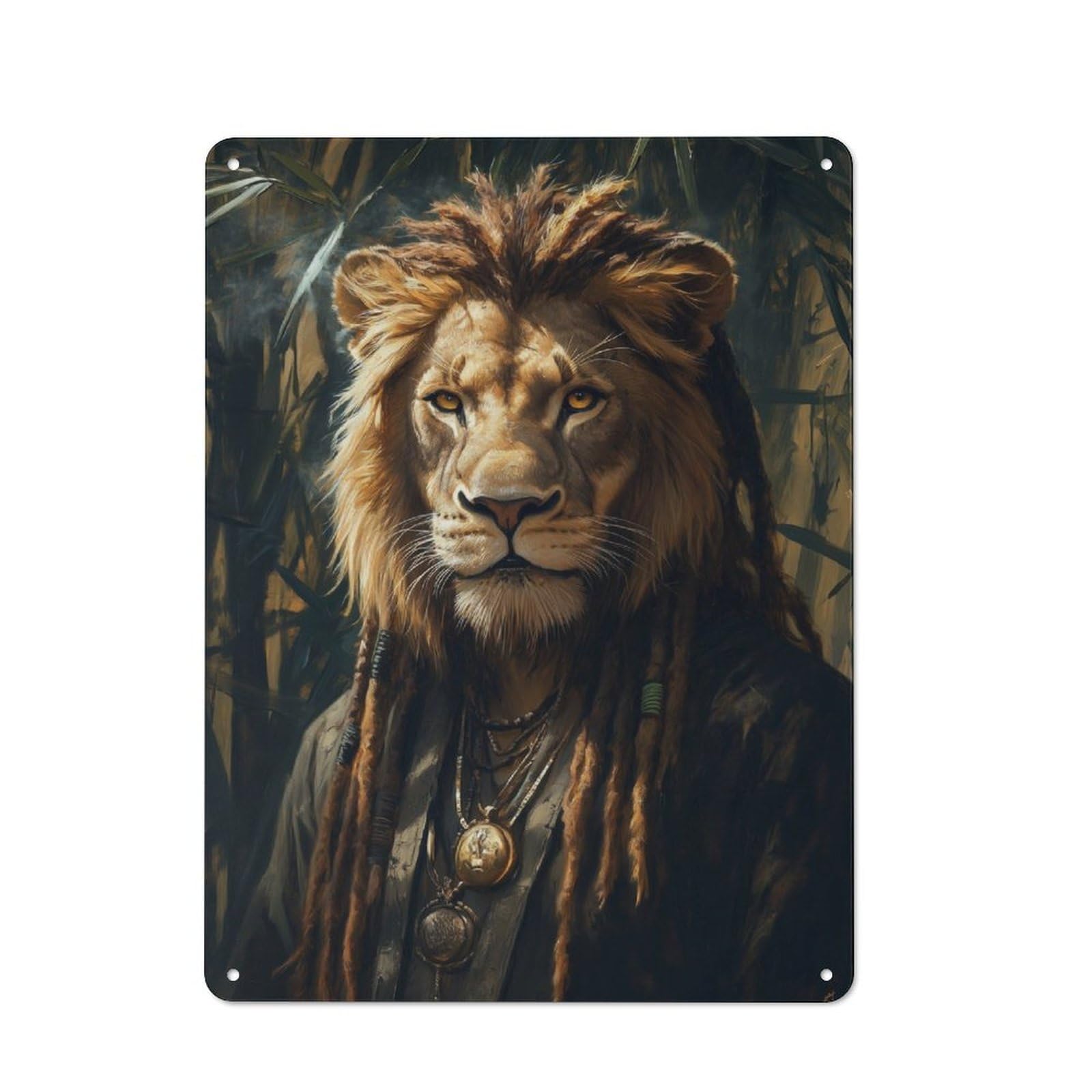 Junmoney Lion Rasta Jamaica Metal Plaque 40X30cm With For Garage Wall, Vintage Decor, Autumn Home Decor For Collectors Of Metal Signs