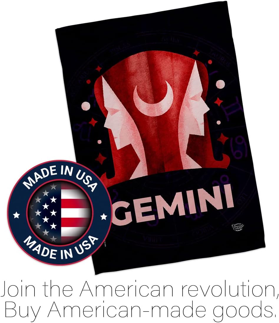 Gemini Garden Flag Interests Zodiac Sign Celestial Stars Sun Horoscope Constellation Space House Decoration Banner Small Yard Gift Double-Sided, Made in USA
