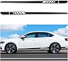 2 Piezas Calcomanía de Falda Lateral para Auto, Raya de Carreras Personalizada para Puerta Capó Techo, Estilo Deportivo Creativo Decoración Exterior DIY Accesorios Universales (Negro) 1