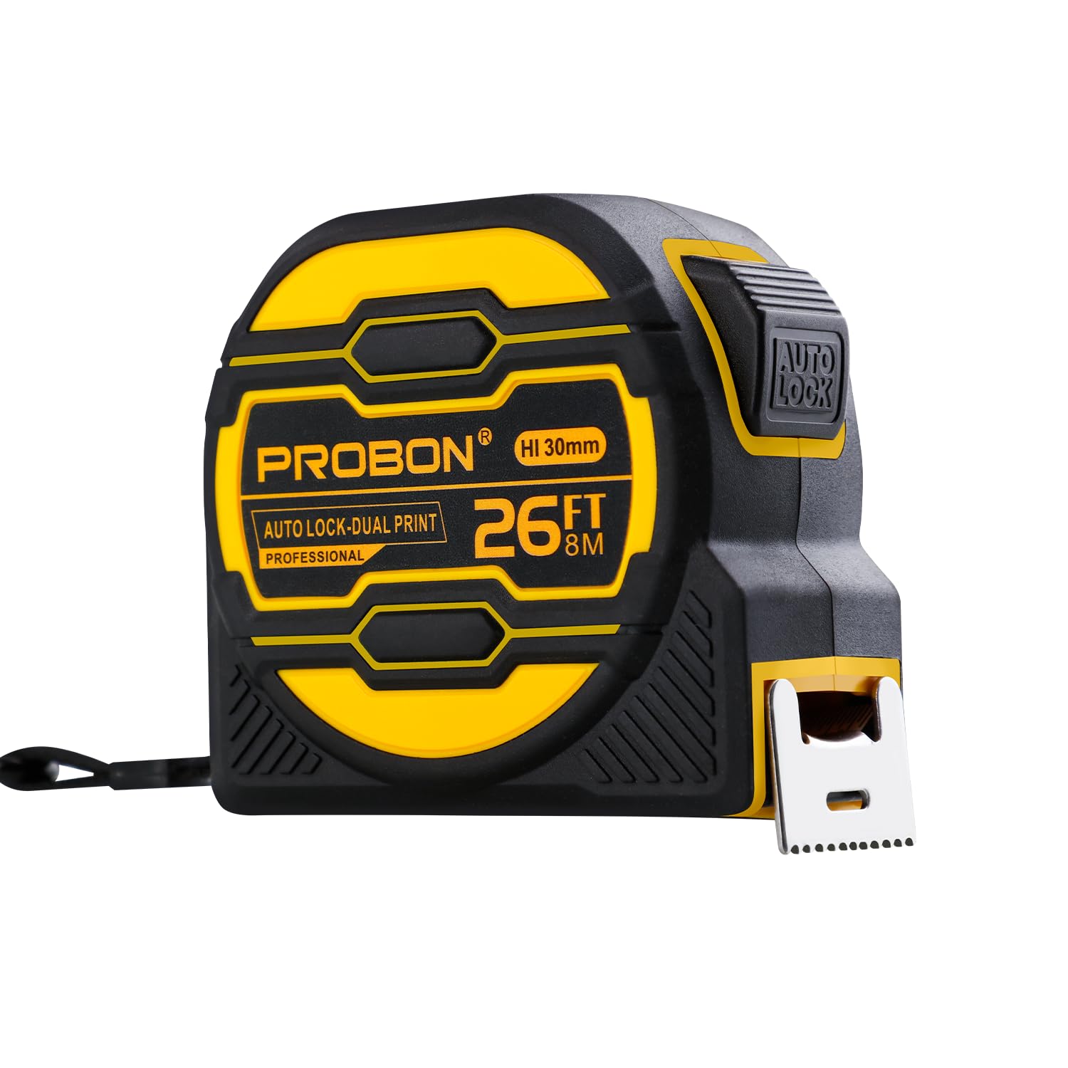 26-Foot Steel Retractable Tape Measure with Big Fractions,Easy Read,Auto-Locking Blade,Double-Sided Nylon Coated Tape with Bottom Magnet