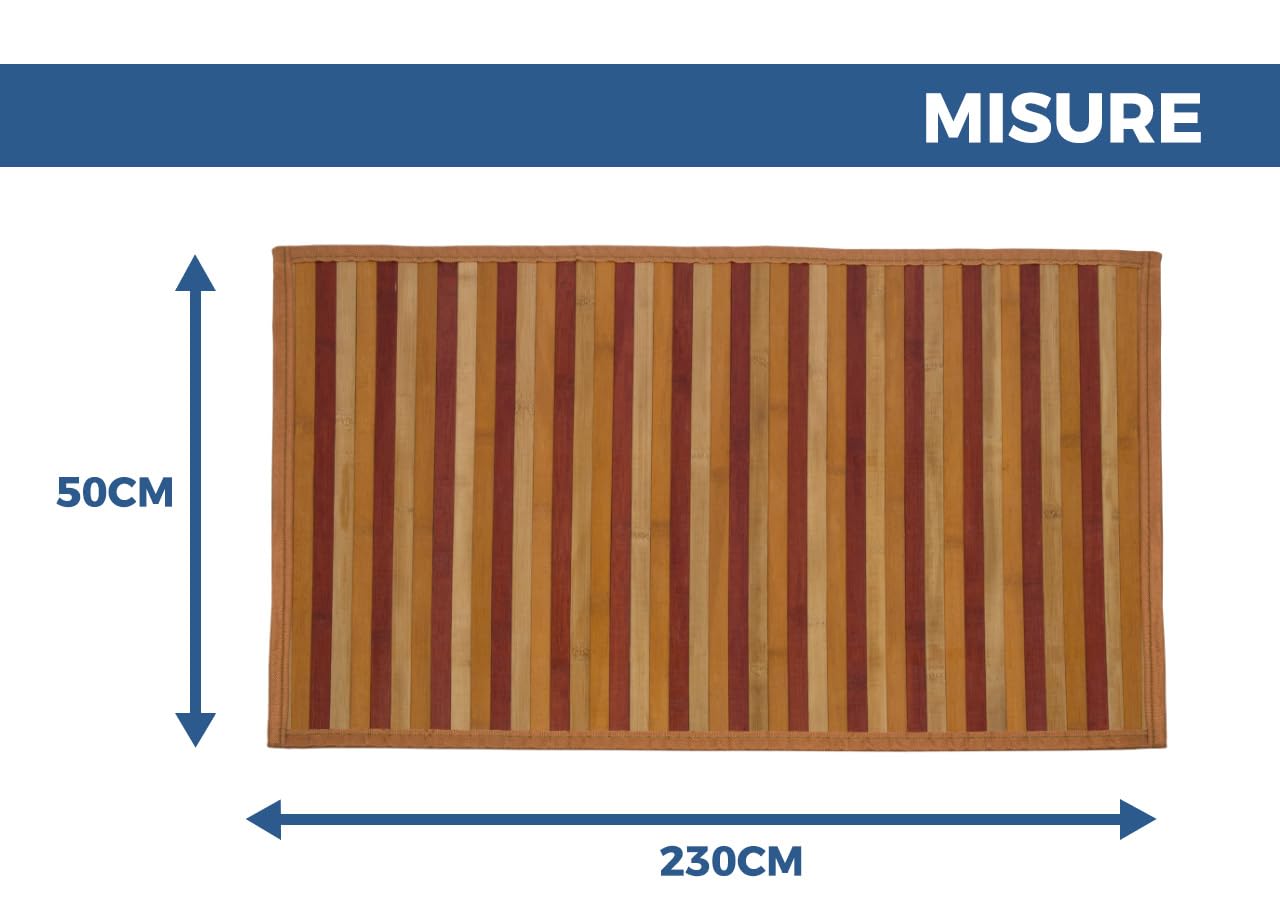 BIANCHERIAWEB Tappeto Bamboo Degradè Passatoia Cucina Antimacchia Bambù Antiscivolo Runner Corsia Resistente