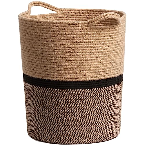 INDRESSME Wicker Laundry Hamper Tall Laundry Basket for Blankets, Clothes, Toys, Woven Storage Baskets for Living Room, Wicker Basket for Gifts, 17.8