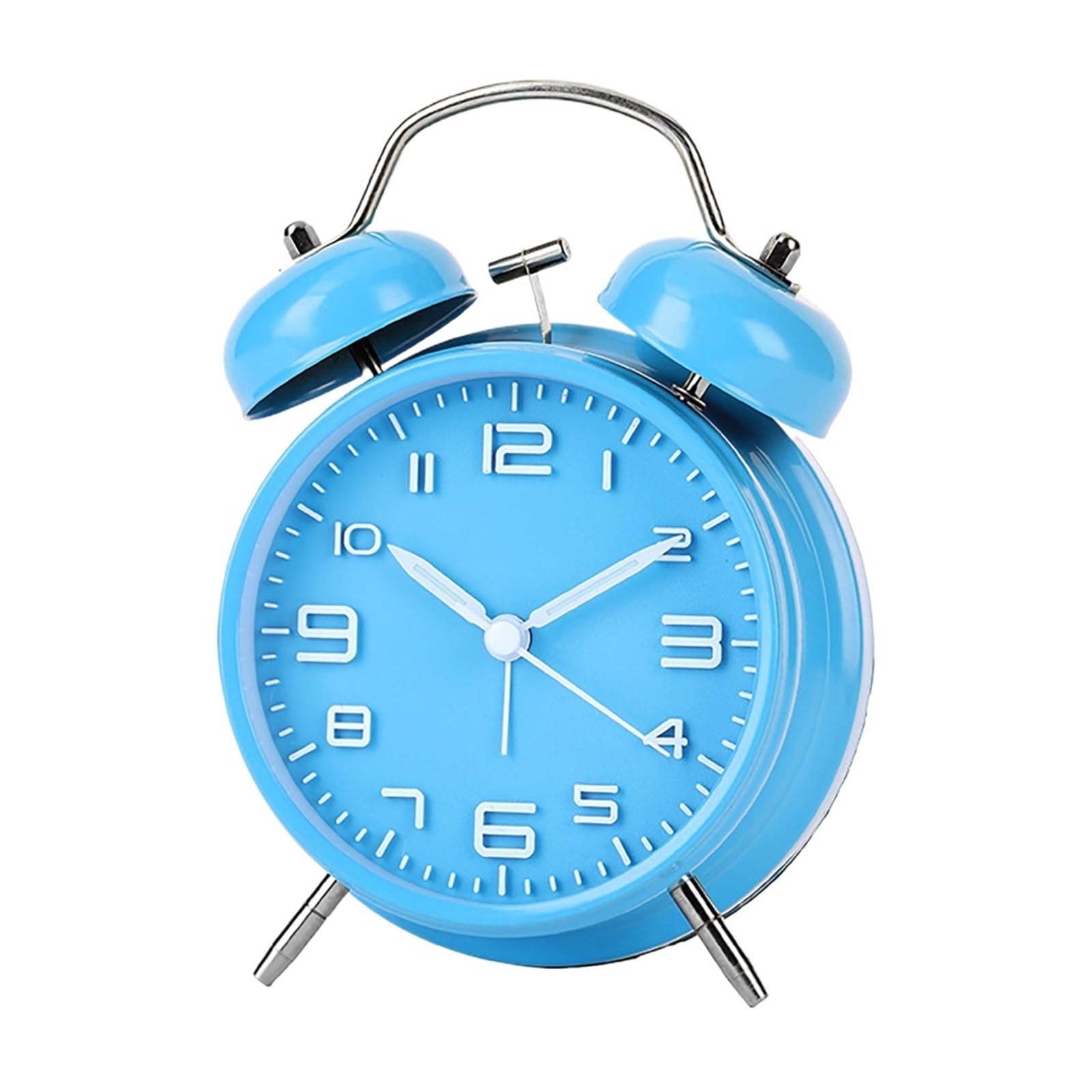 LUYSGBXR Loud Alarm Clock 4 Inch Twin Bell Alarm Clock,Metal Frame Desk Table,Mini Bedside For Bedroom(Blue)