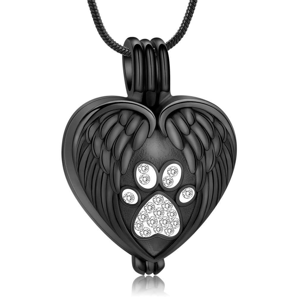 Collier commémoratif cendres d'animaux pendentif de deuil chien chat noir