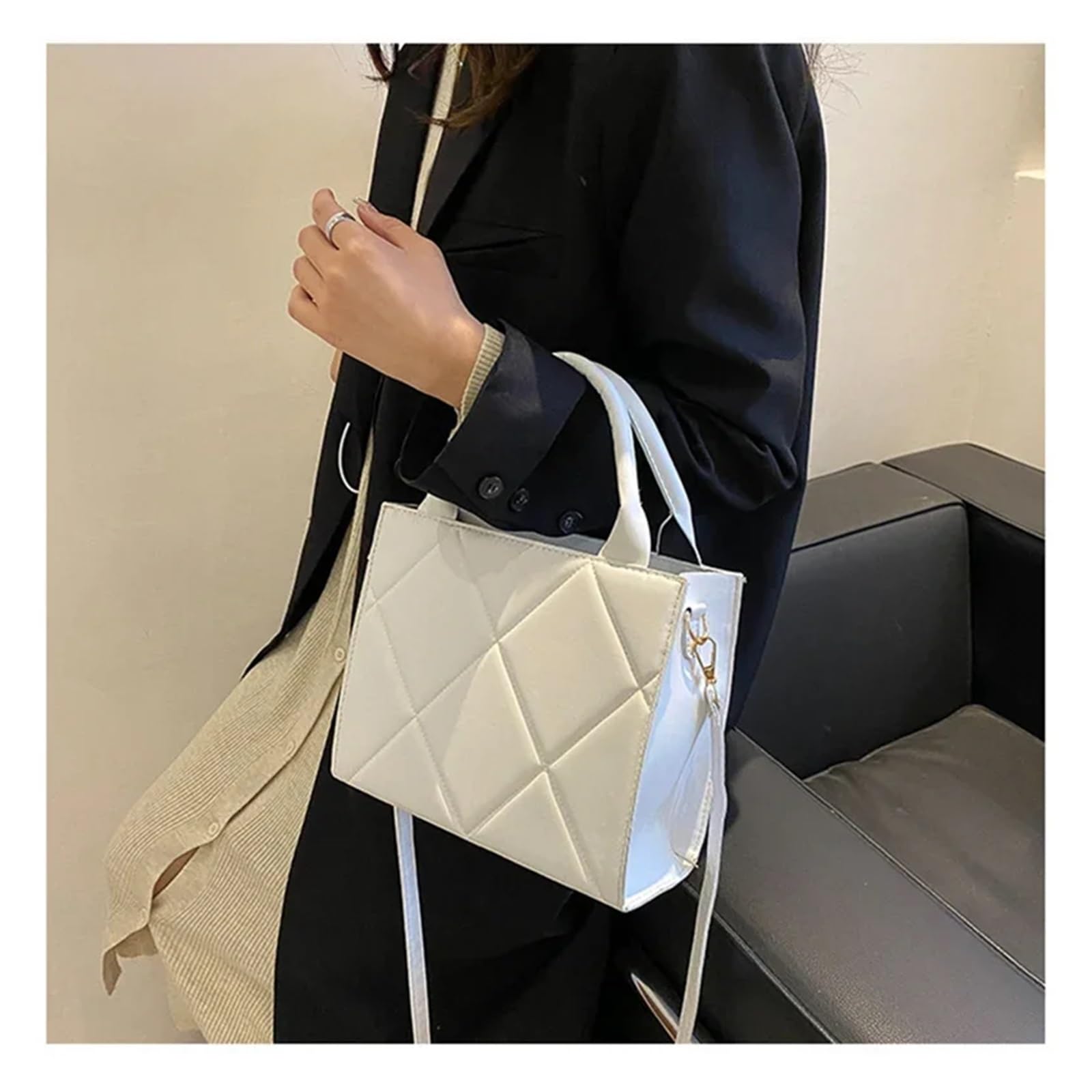 Bandolera de Cuero for Mujer, Bolso Cruzado con Solapa, Bolso de Compras Simple for Mujer, Bolso de Mano Adecuado para Viajar, Fiesta, Trabajo(Type3)